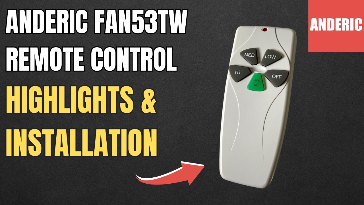 Anderic 53T Ceiling Fan Remote Control Replacement - fits UC7070T